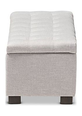 Roanoke Modern and Contemporary Grayish Beige Fabric Upholstered Grid-Tufting Storage Ottoman Bench