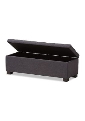 Roanoke Modern and Contemporary Dark Grey Fabric Upholstered Grid-Tufting Storage Ottoman Bench