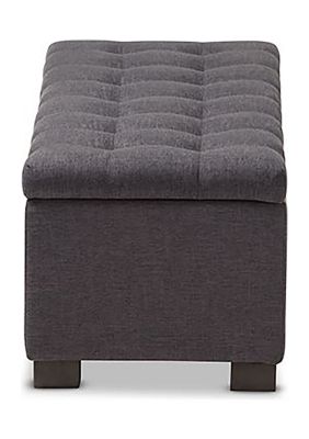 Roanoke Modern and Contemporary Dark Grey Fabric Upholstered Grid-Tufting Storage Ottoman Bench