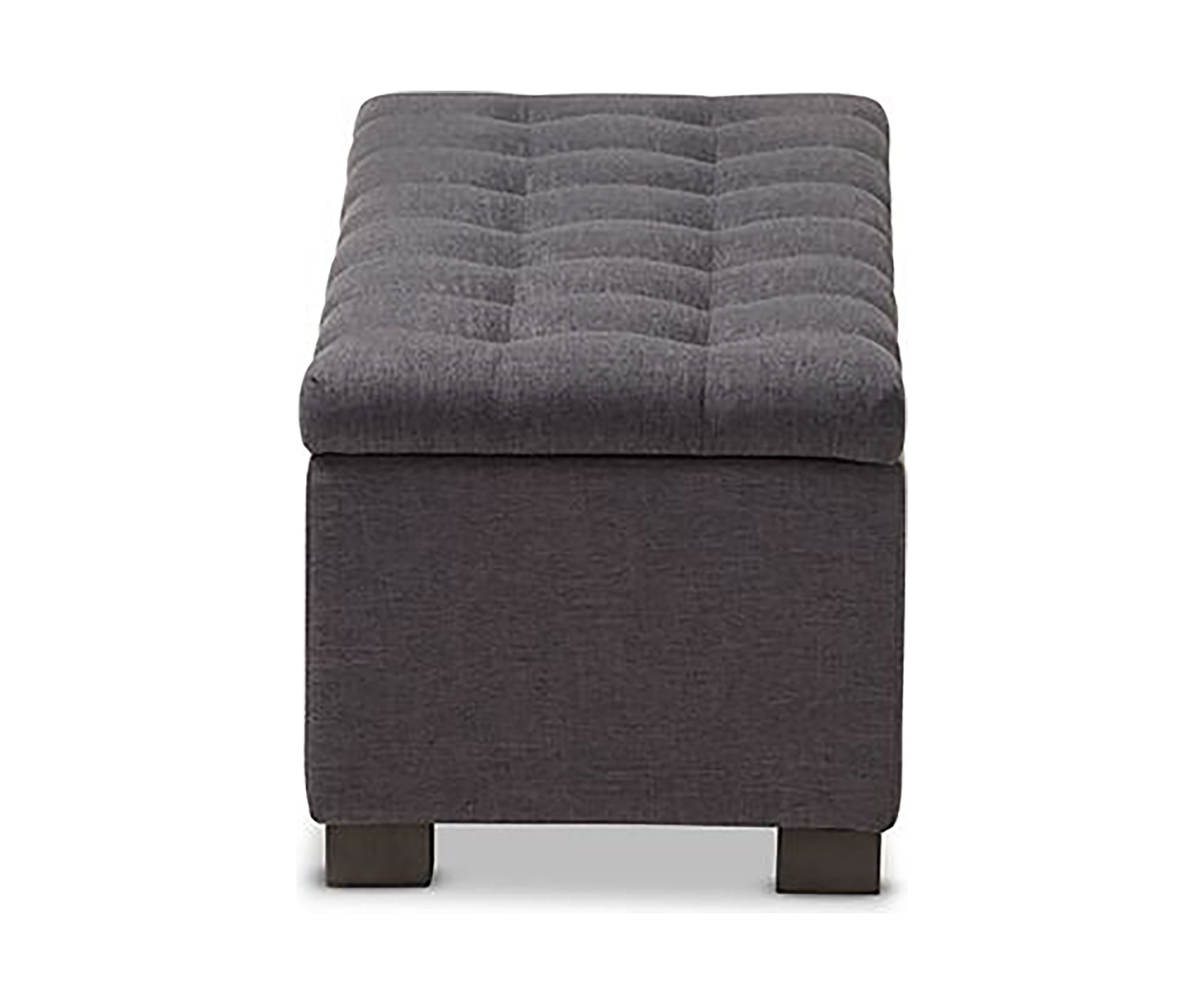 Roanoke Modern and Contemporary Dark Grey Fabric Upholstered Grid-Tufting Storage Ottoman Bench