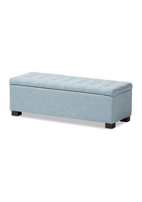 Roanoke Modern and Contemporary Light Blue Fabric Upholstered Grid-Tufting Storage Ottoman Bench