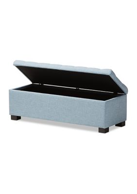 Roanoke Modern and Contemporary Light Blue Fabric Upholstered Grid-Tufting Storage Ottoman Bench