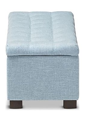 Roanoke Modern and Contemporary Light Blue Fabric Upholstered Grid-Tufting Storage Ottoman Bench