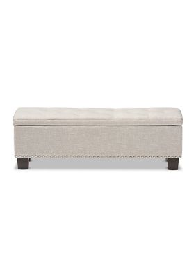 Hannah Modern and Contemporary Beige Fabric Upholstered Button-Tufting Storage Ottoman Bench