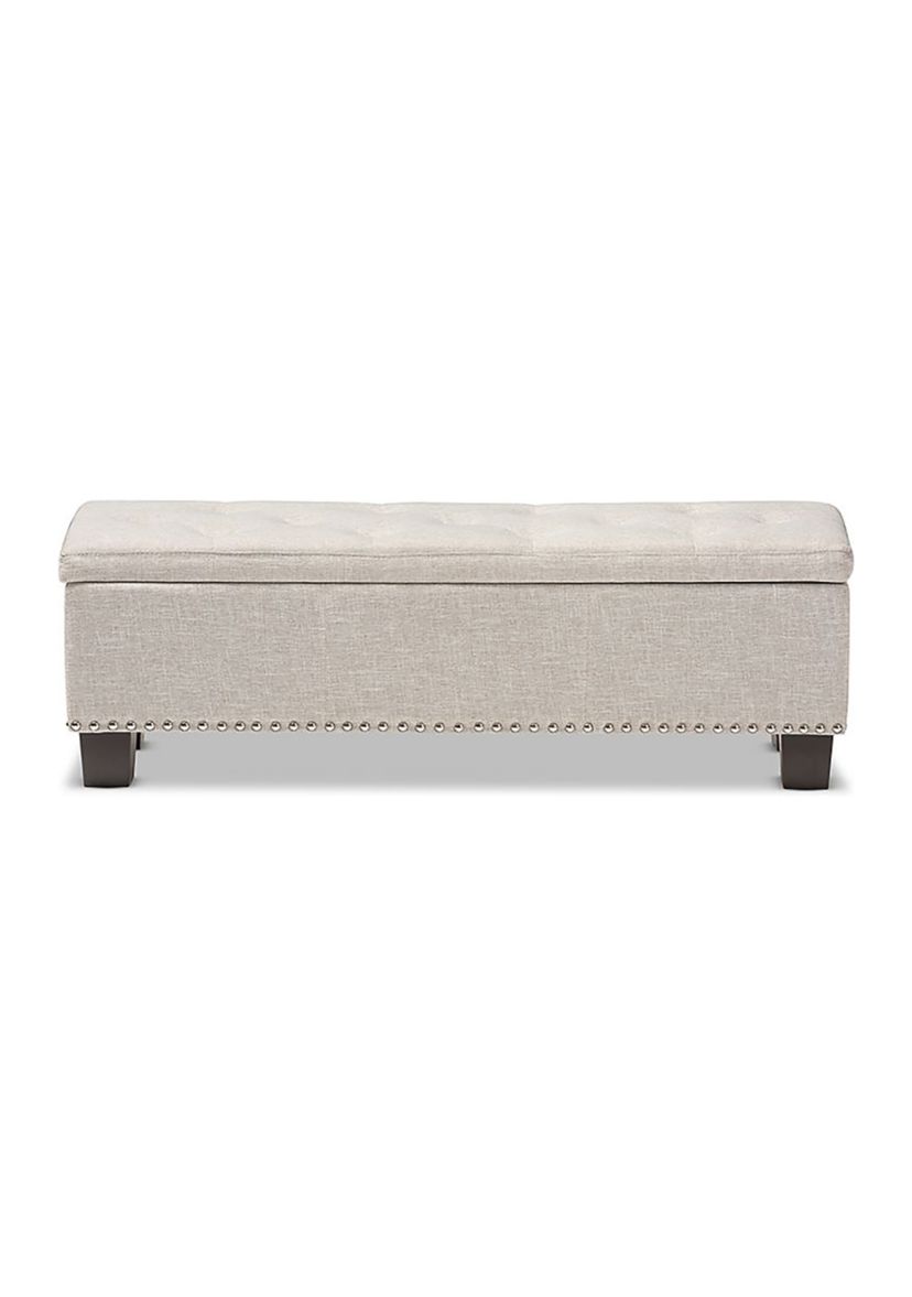Hannah Modern and Contemporary Beige Fabric Upholstered Button-Tufting Storage Ottoman Bench