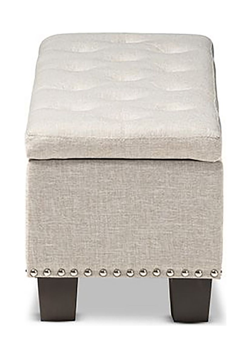 Hannah Modern and Contemporary Beige Fabric Upholstered Button-Tufting Storage Ottoman Bench