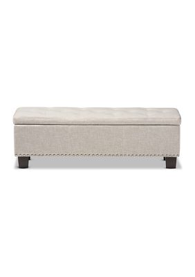 Hannah Modern and Contemporary Beige Fabric Upholstered Button-Tufting Storage Ottoman Bench