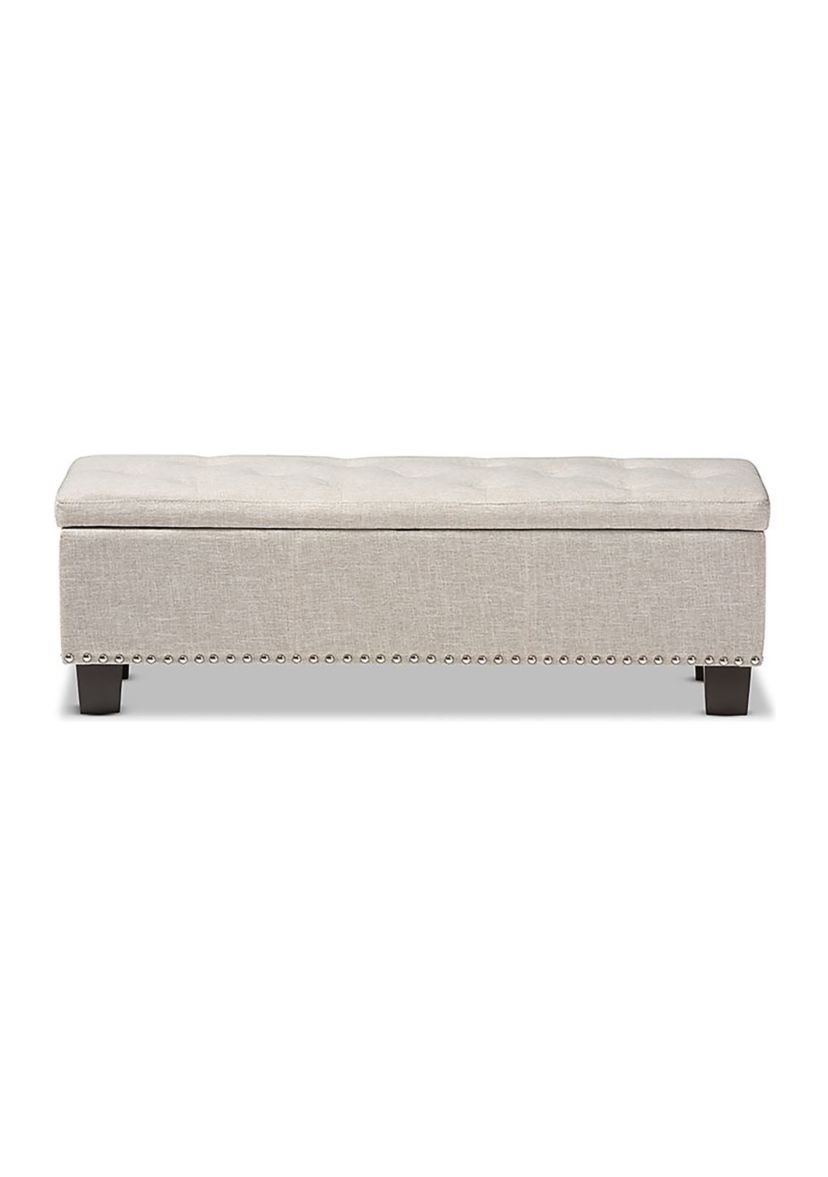 Hannah Modern and Contemporary Beige Fabric Upholstered Button-Tufting Storage Ottoman Bench