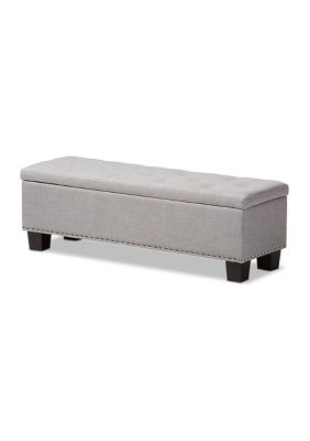 Hannah Modern and Contemporary Grayish Beige Fabric Upholstered Button-Tufting Storage Ottoman Bench