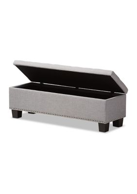 Hannah Modern and Contemporary Grayish Beige Fabric Upholstered Button-Tufting Storage Ottoman Bench