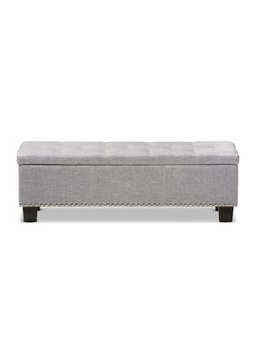 Hannah Modern and Contemporary Grayish Beige Fabric Upholstered Button-Tufting Storage Ottoman Bench