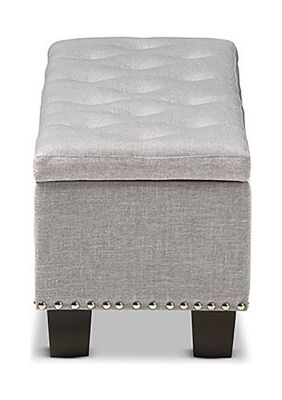 Hannah Modern and Contemporary Grayish Beige Fabric Upholstered Button-Tufting Storage Ottoman Bench