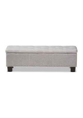 Hannah Modern and Contemporary Grayish Beige Fabric Upholstered Button-Tufting Storage Ottoman Bench