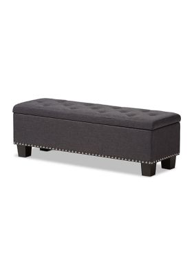 Hannah Modern and Contemporary Dark Grey Fabric Upholstered Button-Tufting Storage Ottoman Bench