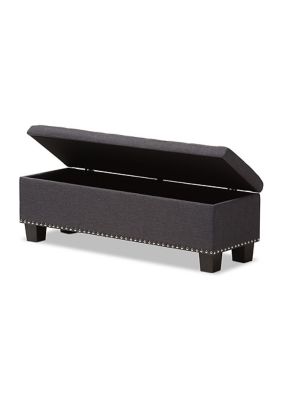 Hannah Modern and Contemporary Dark Grey Fabric Upholstered Button-Tufting Storage Ottoman Bench