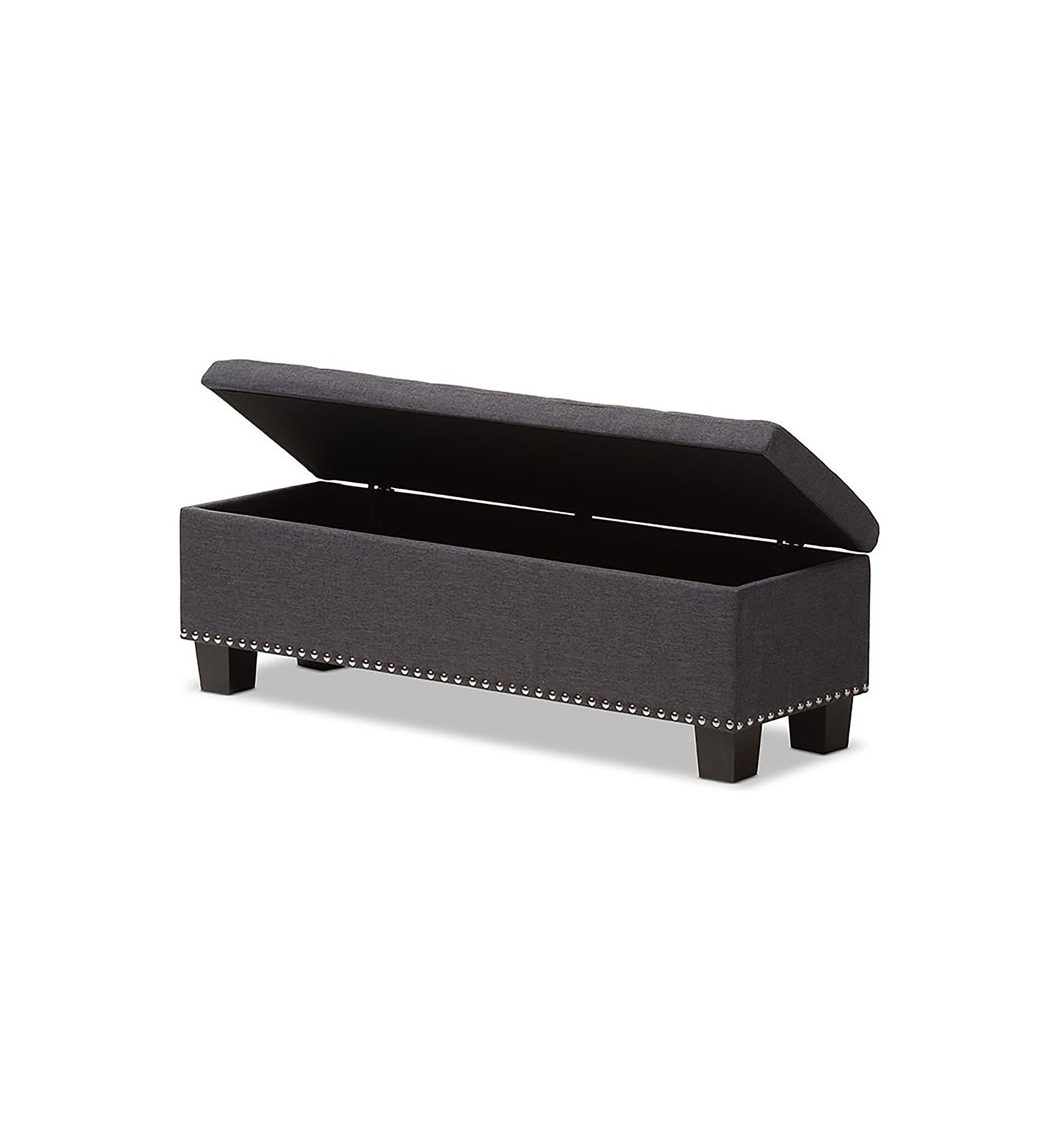 Hannah Modern and Contemporary Dark Grey Fabric Upholstered Button-Tufting Storage Ottoman Bench