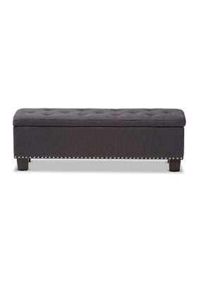 Hannah Modern and Contemporary Dark Grey Fabric Upholstered Button-Tufting Storage Ottoman Bench