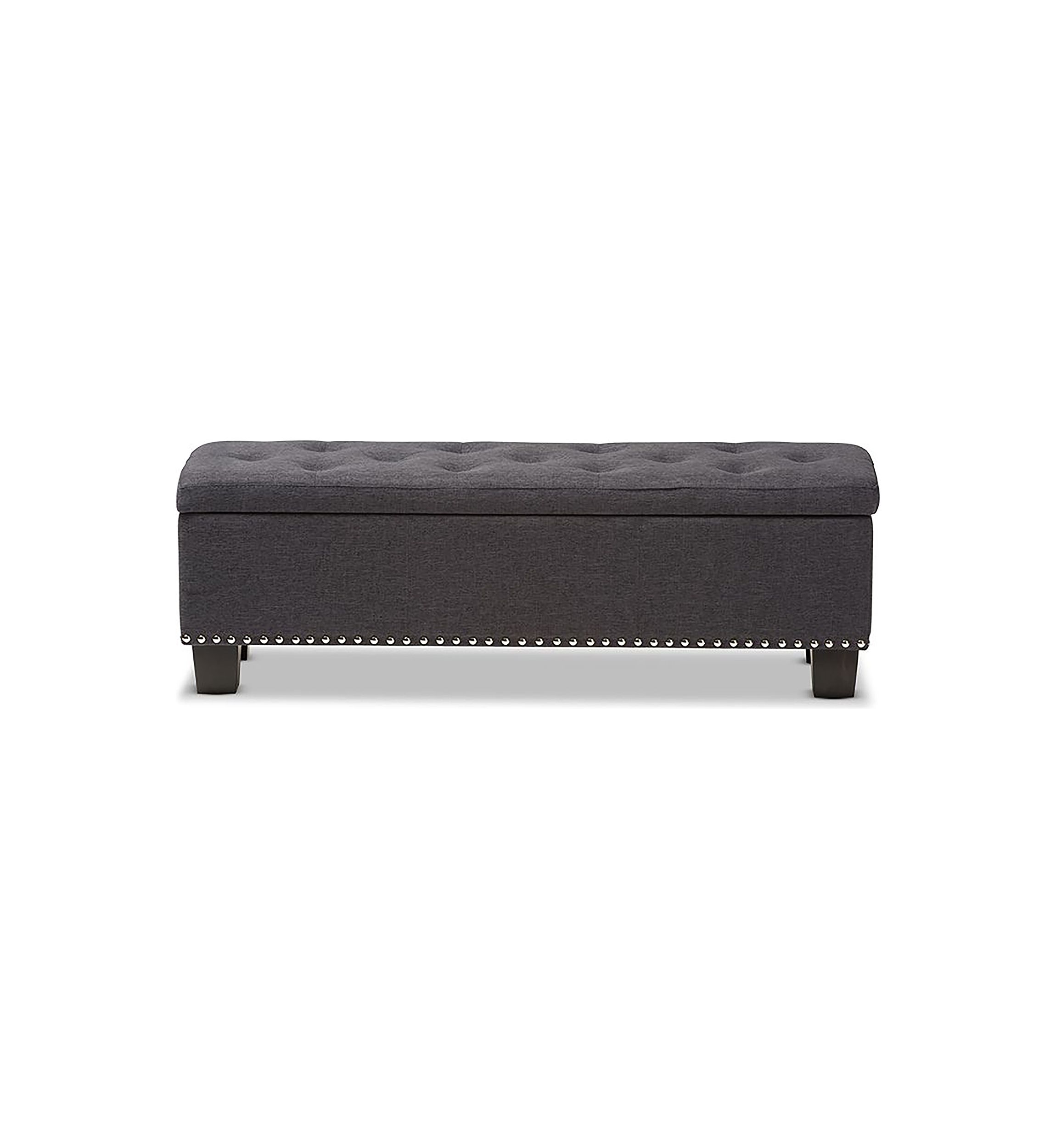 Hannah Modern and Contemporary Dark Grey Fabric Upholstered Button-Tufting Storage Ottoman Bench