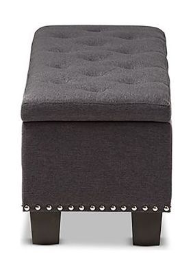 Hannah Modern and Contemporary Dark Grey Fabric Upholstered Button-Tufting Storage Ottoman Bench