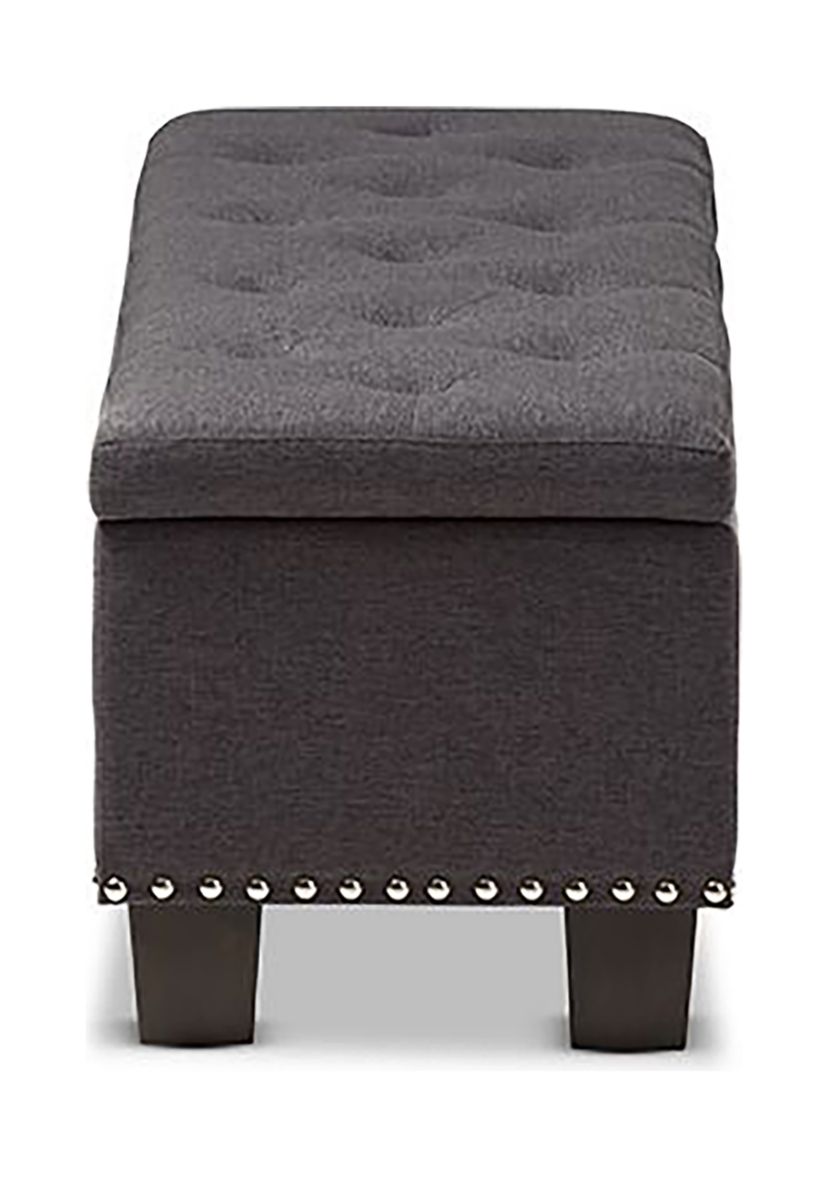 Hannah Modern and Contemporary Dark Grey Fabric Upholstered Button-Tufting Storage Ottoman Bench