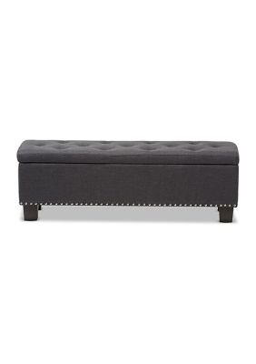 Hannah Modern and Contemporary Dark Grey Fabric Upholstered Button-Tufting Storage Ottoman Bench