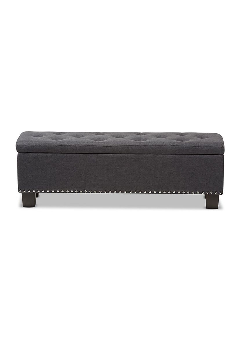 Hannah Modern and Contemporary Dark Grey Fabric Upholstered Button-Tufting Storage Ottoman Bench