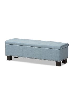 Hannah Modern and Contemporary Light Blue Fabric Upholstered Button-Tufting Storage Ottoman Bench