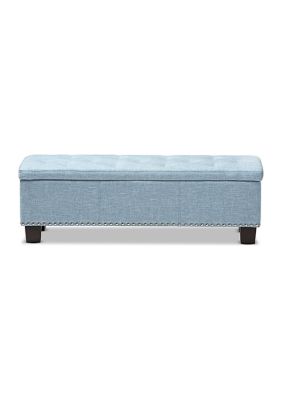 Hannah Modern and Contemporary Light Blue Fabric Upholstered Button-Tufting Storage Ottoman Bench