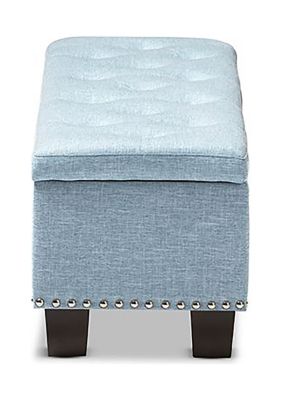 Hannah Modern and Contemporary Light Blue Fabric Upholstered Button-Tufting Storage Ottoman Bench