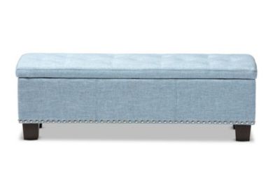 Hannah Modern and Contemporary Light Blue Fabric Upholstered Button-Tufting Storage Ottoman Bench