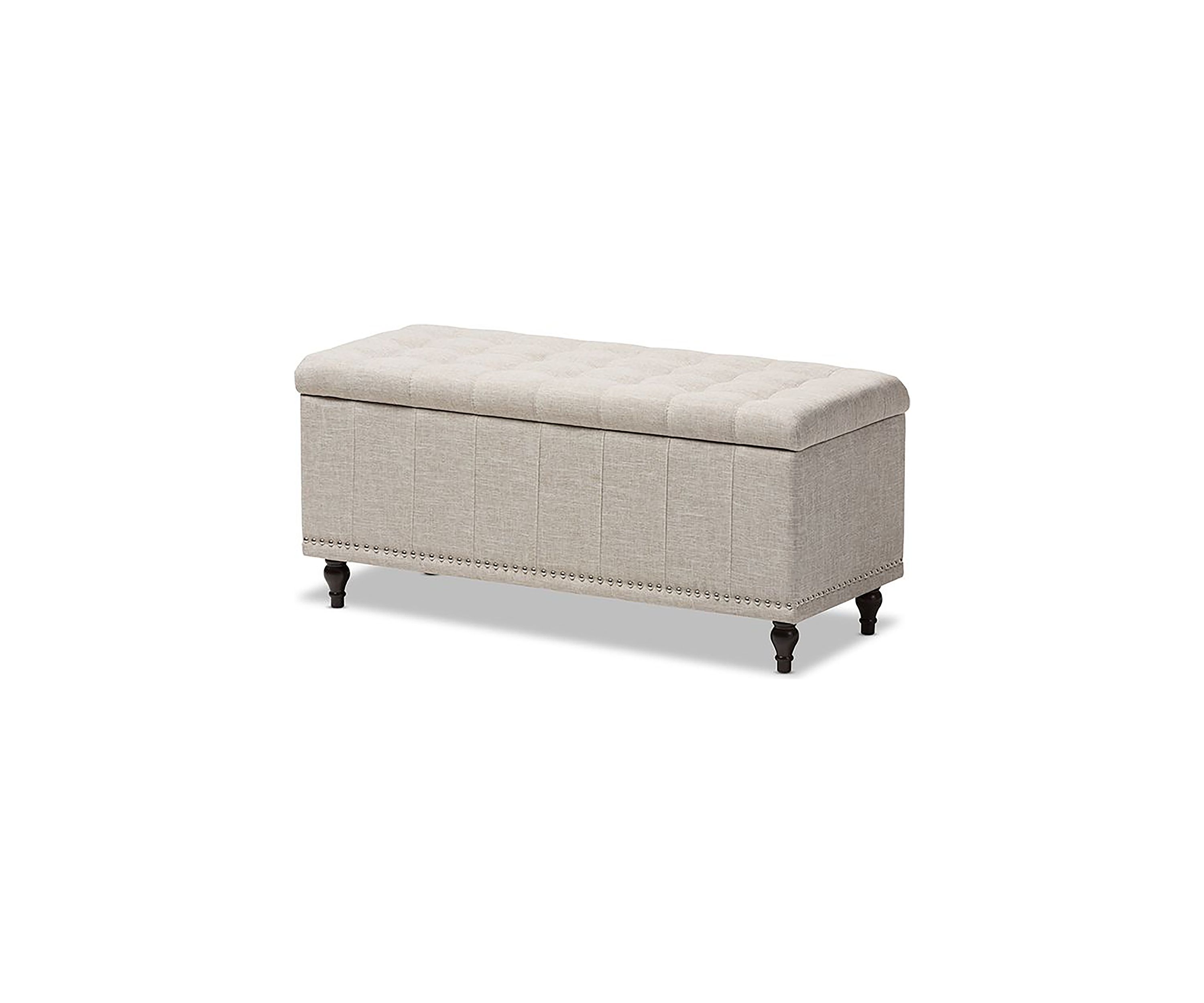 Kaylee Modern Classic Beige Fabric Upholstered Button-Tufting Storage Ottoman Bench