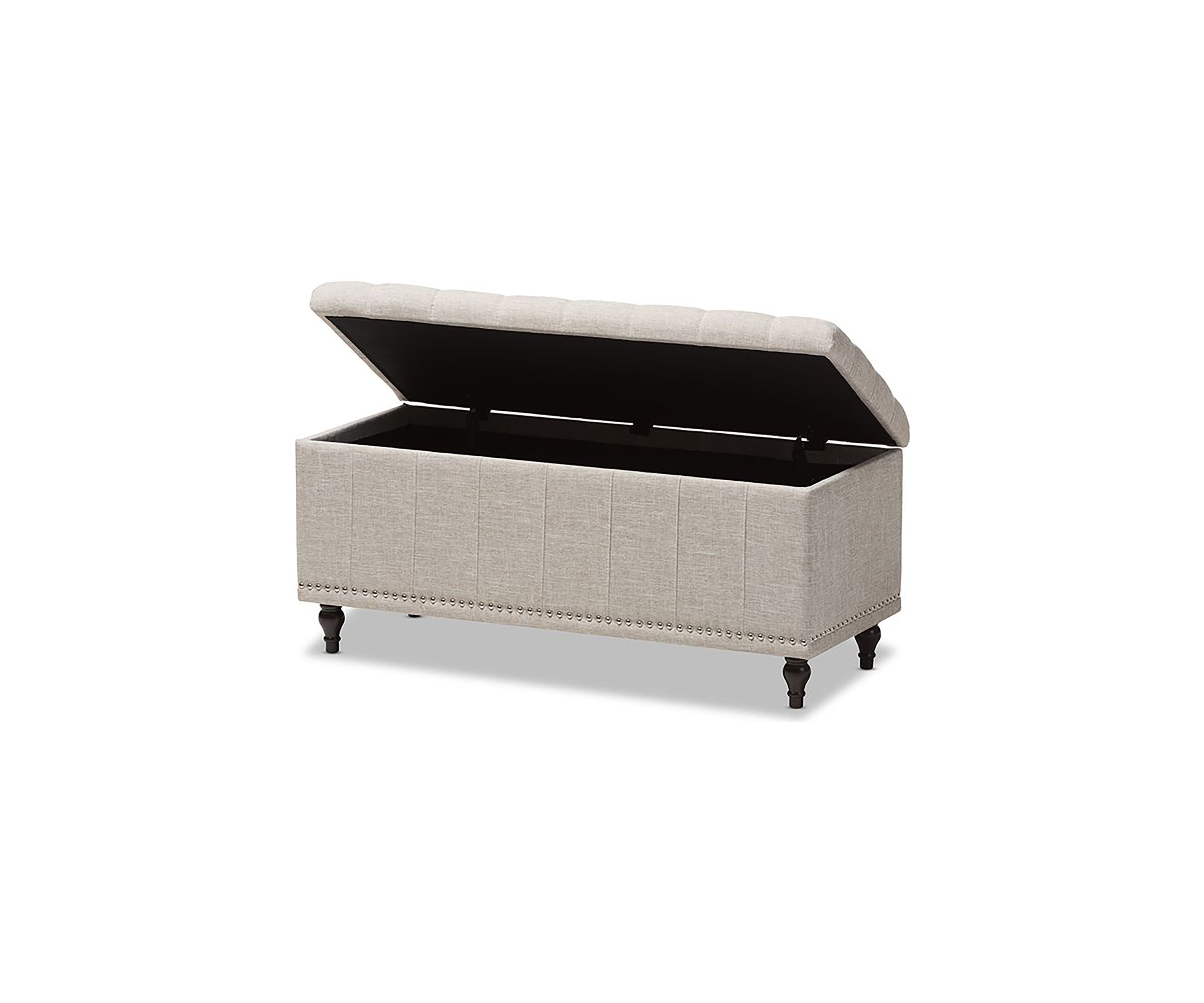 Kaylee Modern Classic Beige Fabric Upholstered Button-Tufting Storage Ottoman Bench