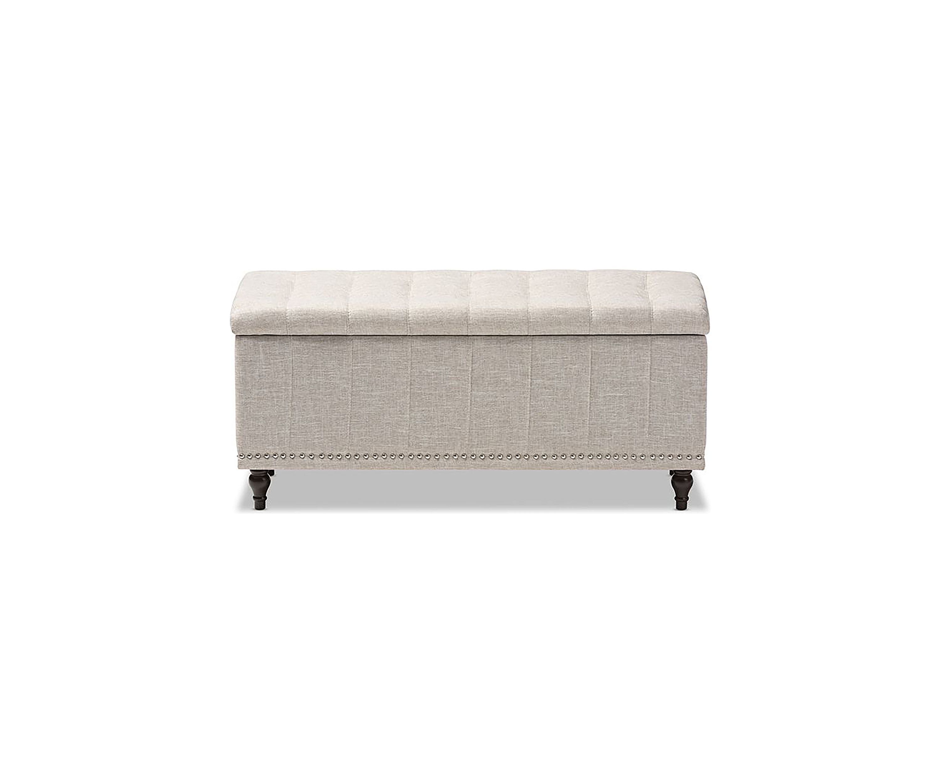 Kaylee Modern Classic Beige Fabric Upholstered Button-Tufting Storage Ottoman Bench