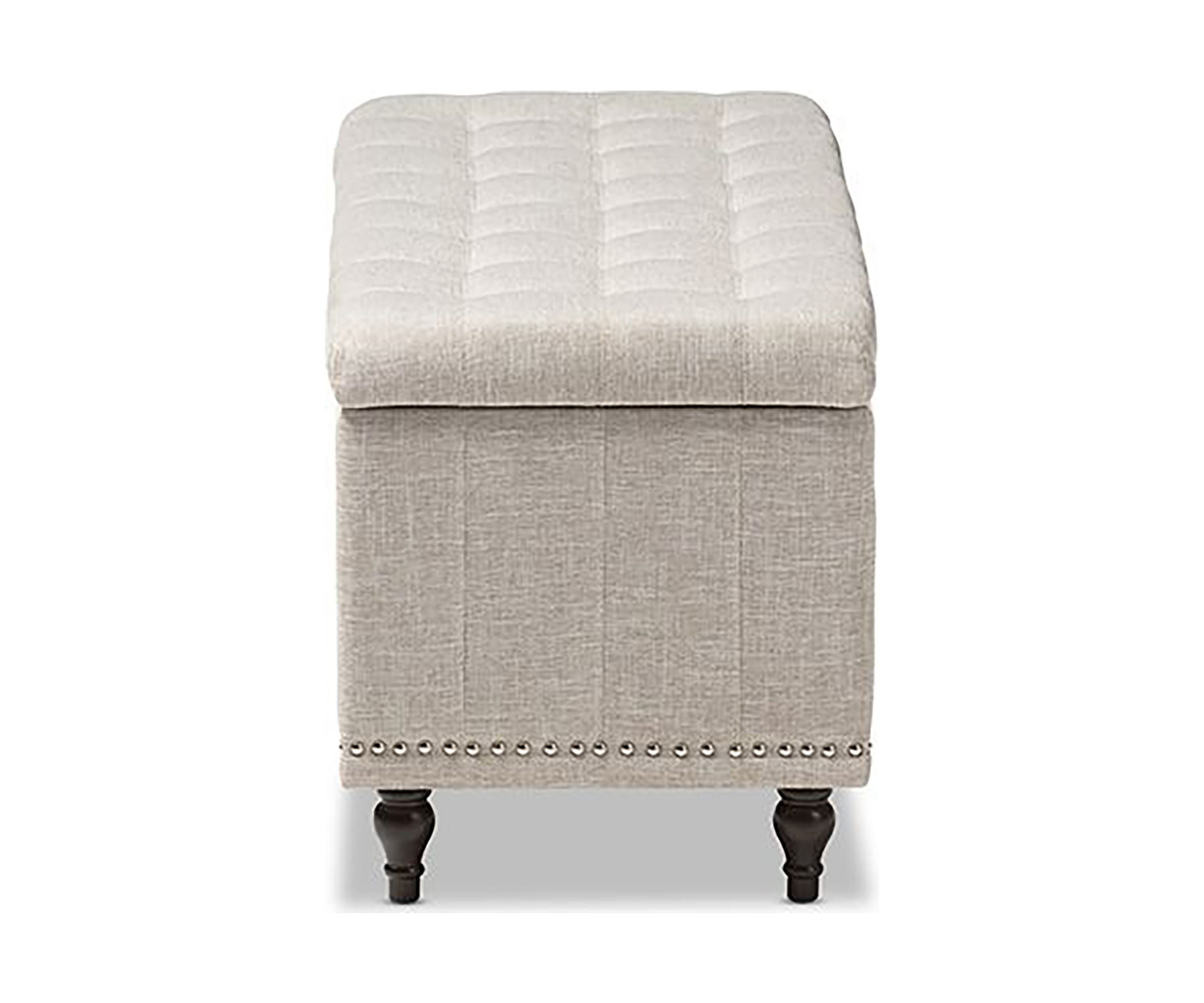 Kaylee Modern Classic Beige Fabric Upholstered Button-Tufting Storage Ottoman Bench
