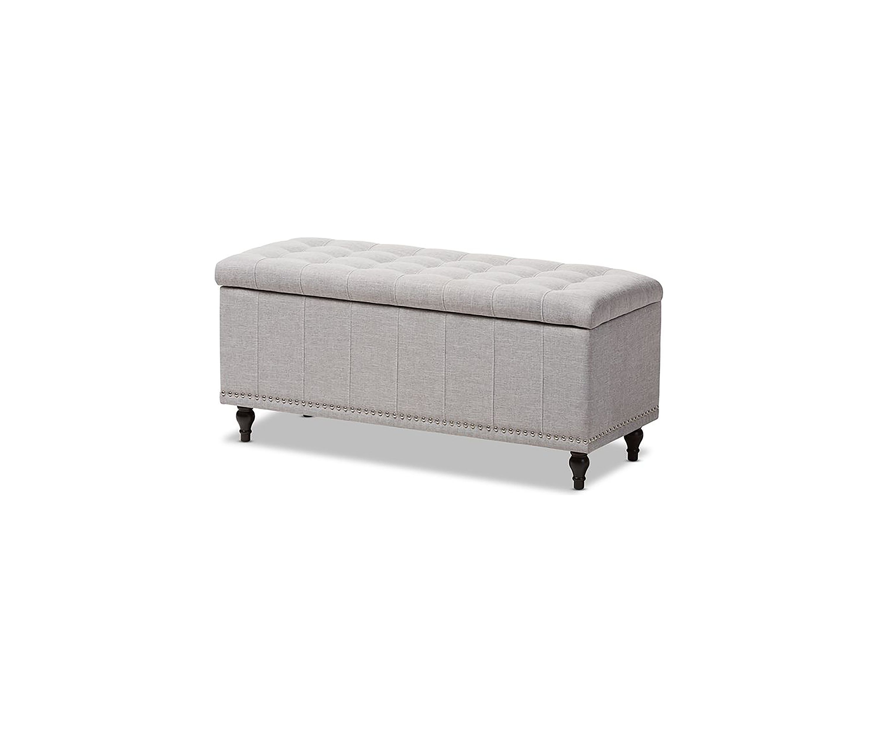Kaylee Modern Classic Grayish Beige Fabric Upholstered Button-Tufting Storage Ottoman Bench