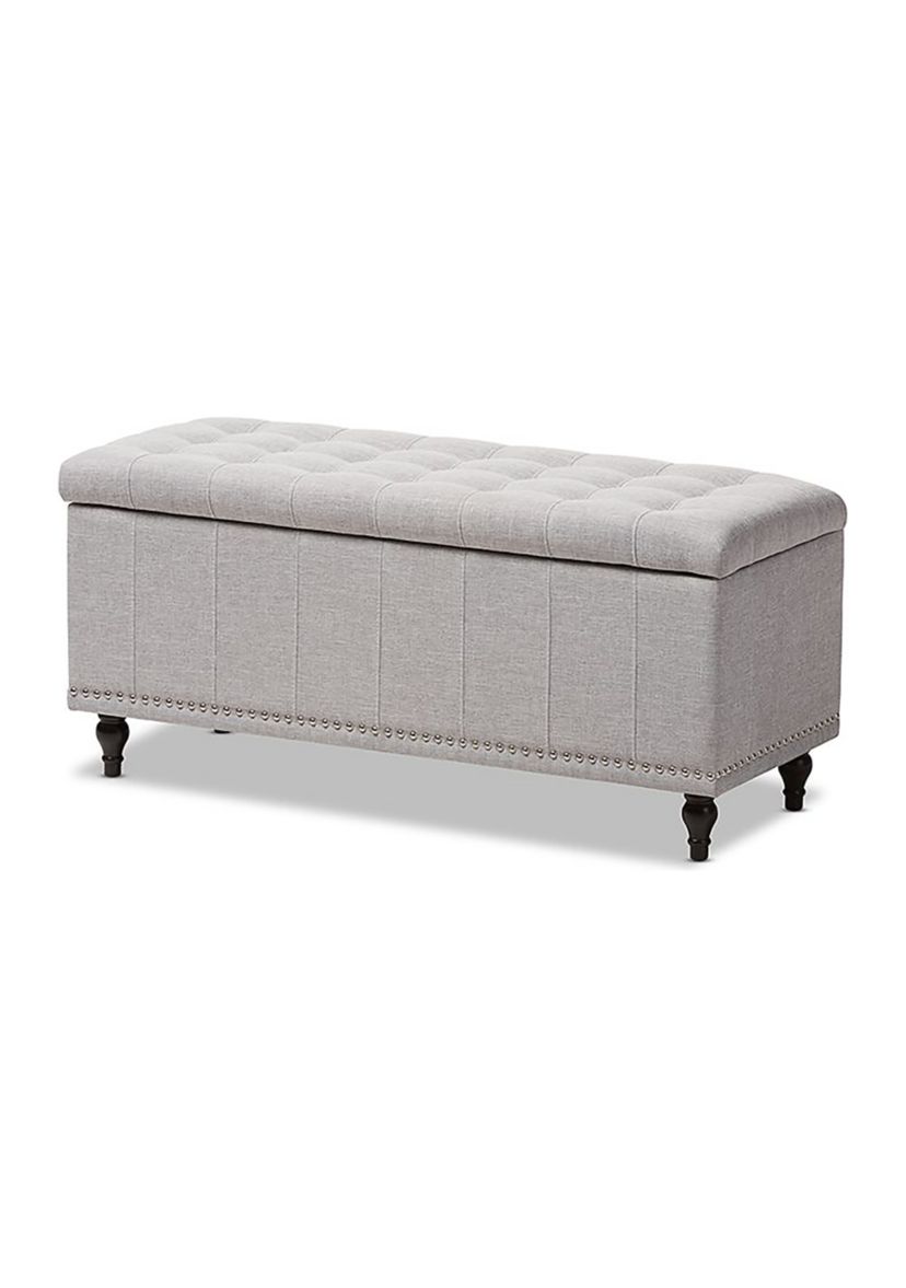 Kaylee Modern Classic Grayish Beige Fabric Upholstered Button-Tufting Storage Ottoman Bench