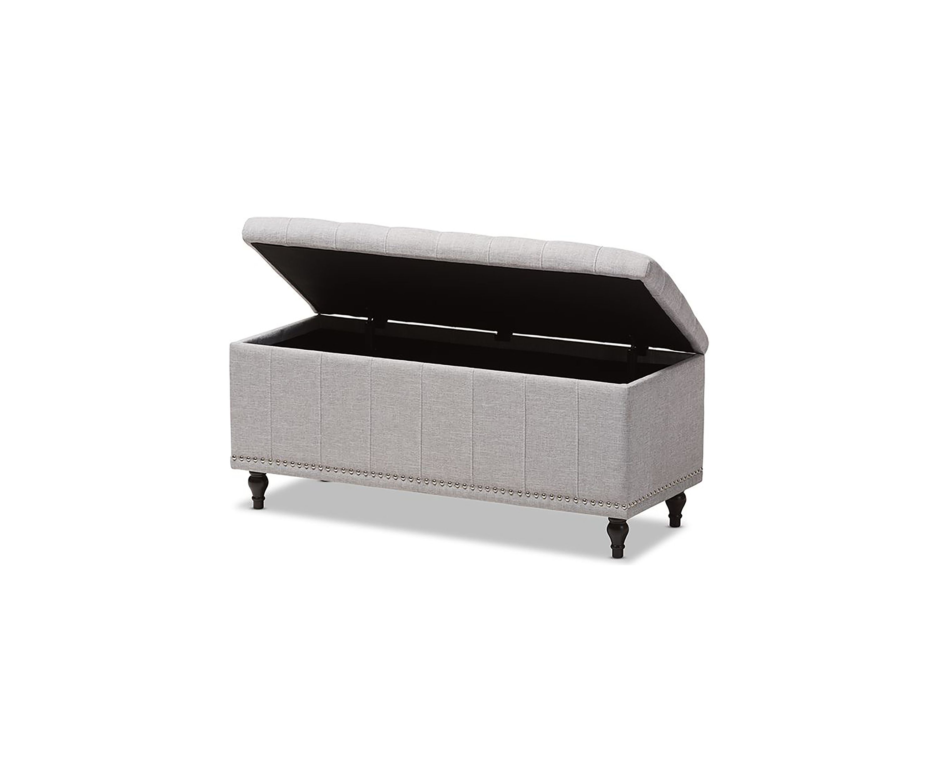 Kaylee Modern Classic Grayish Beige Fabric Upholstered Button-Tufting Storage Ottoman Bench