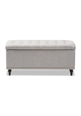 Kaylee Modern Classic Grayish Beige Fabric Upholstered Button-Tufting Storage Ottoman Bench