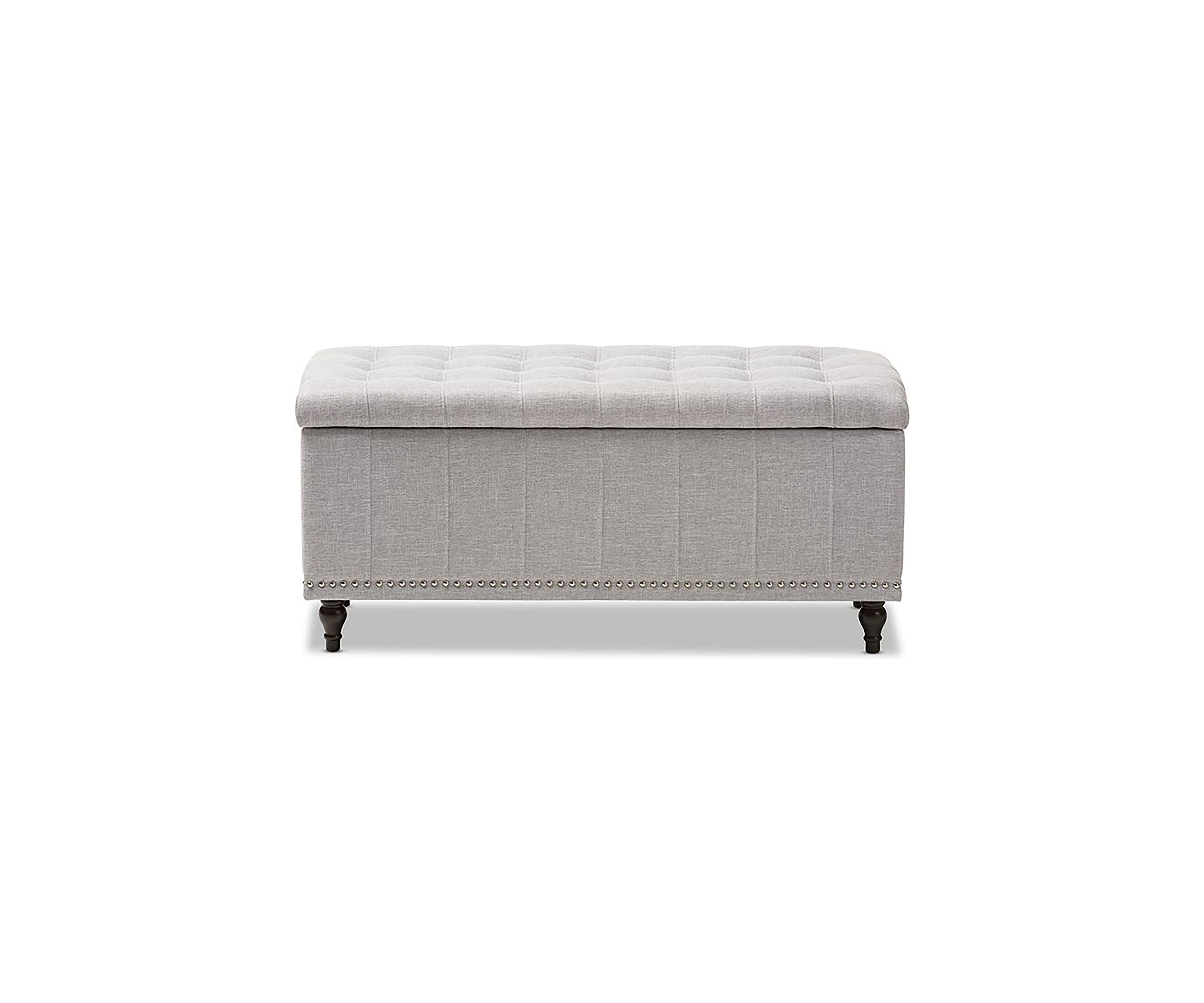 Kaylee Modern Classic Grayish Beige Fabric Upholstered Button-Tufting Storage Ottoman Bench