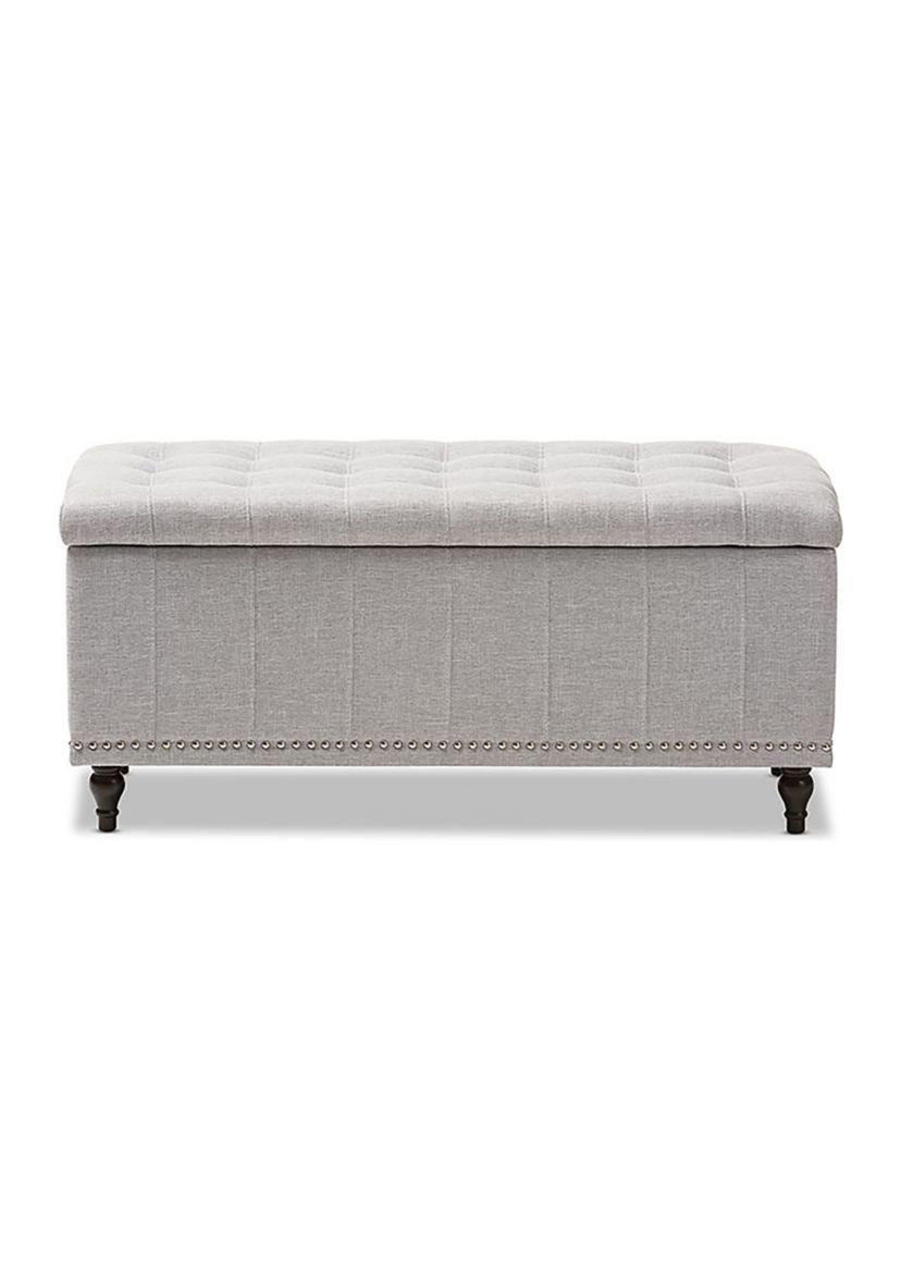 Kaylee Modern Classic Grayish Beige Fabric Upholstered Button-Tufting Storage Ottoman Bench