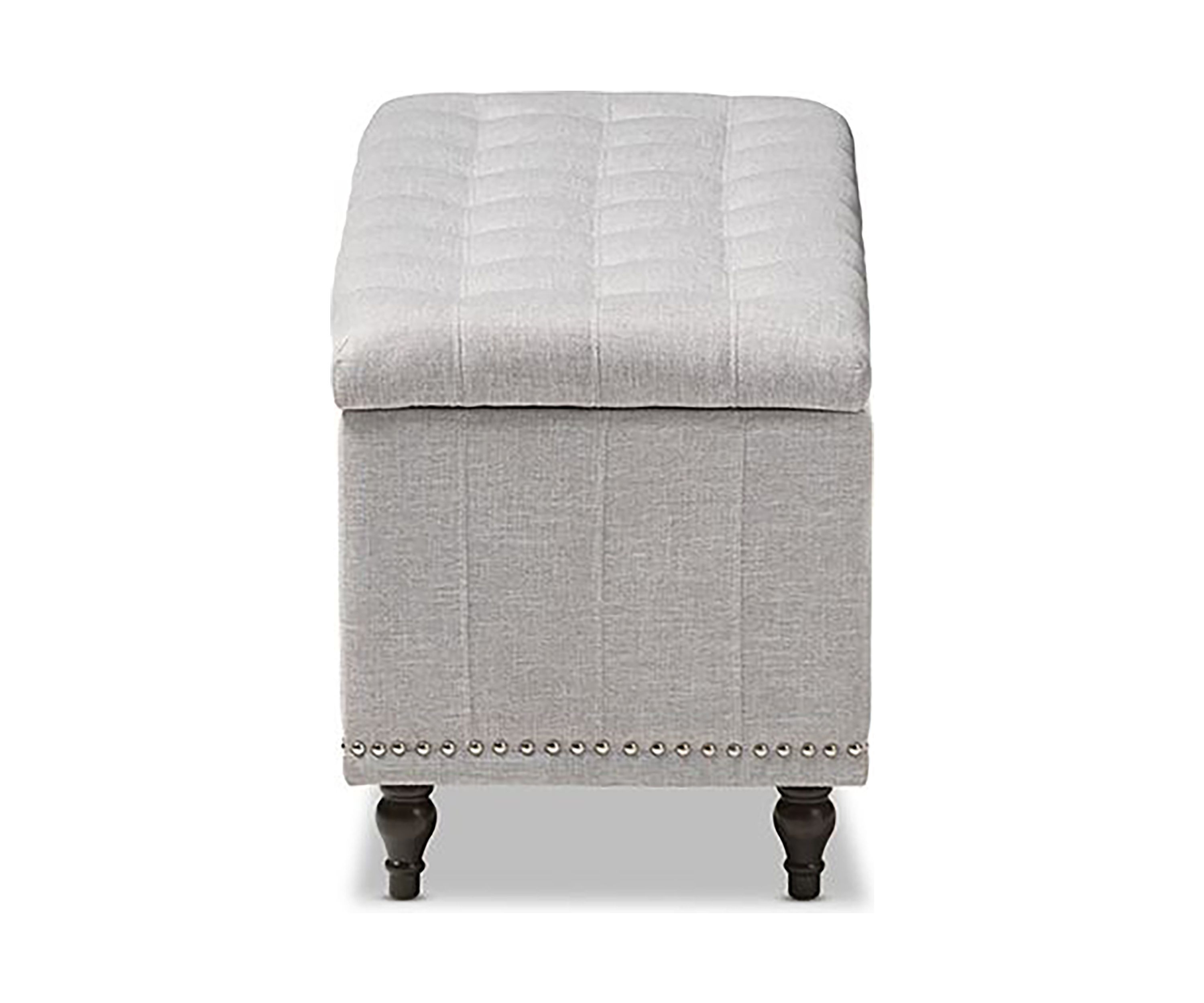 Kaylee Modern Classic Grayish Beige Fabric Upholstered Button-Tufting Storage Ottoman Bench