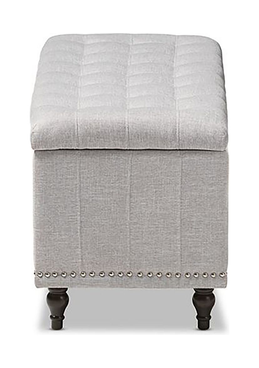 Kaylee Modern Classic Grayish Beige Fabric Upholstered Button-Tufting Storage Ottoman Bench