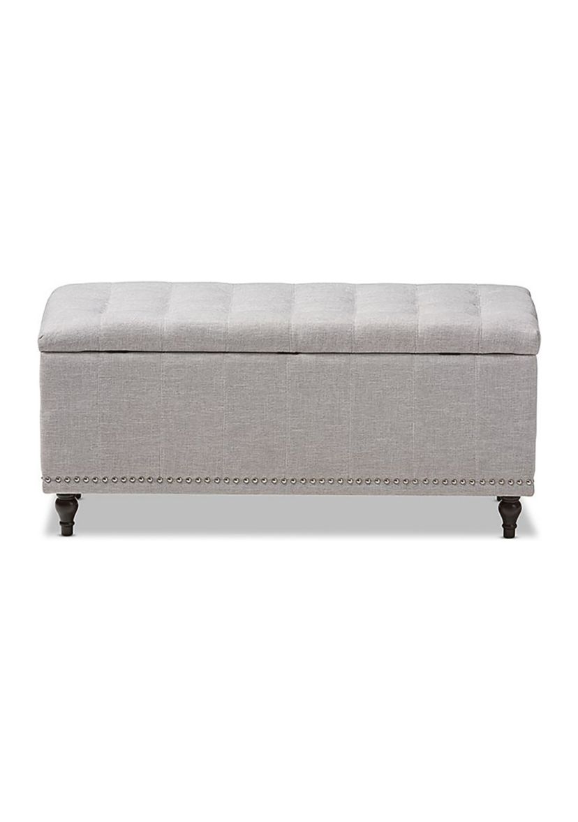 Kaylee Modern Classic Grayish Beige Fabric Upholstered Button-Tufting Storage Ottoman Bench