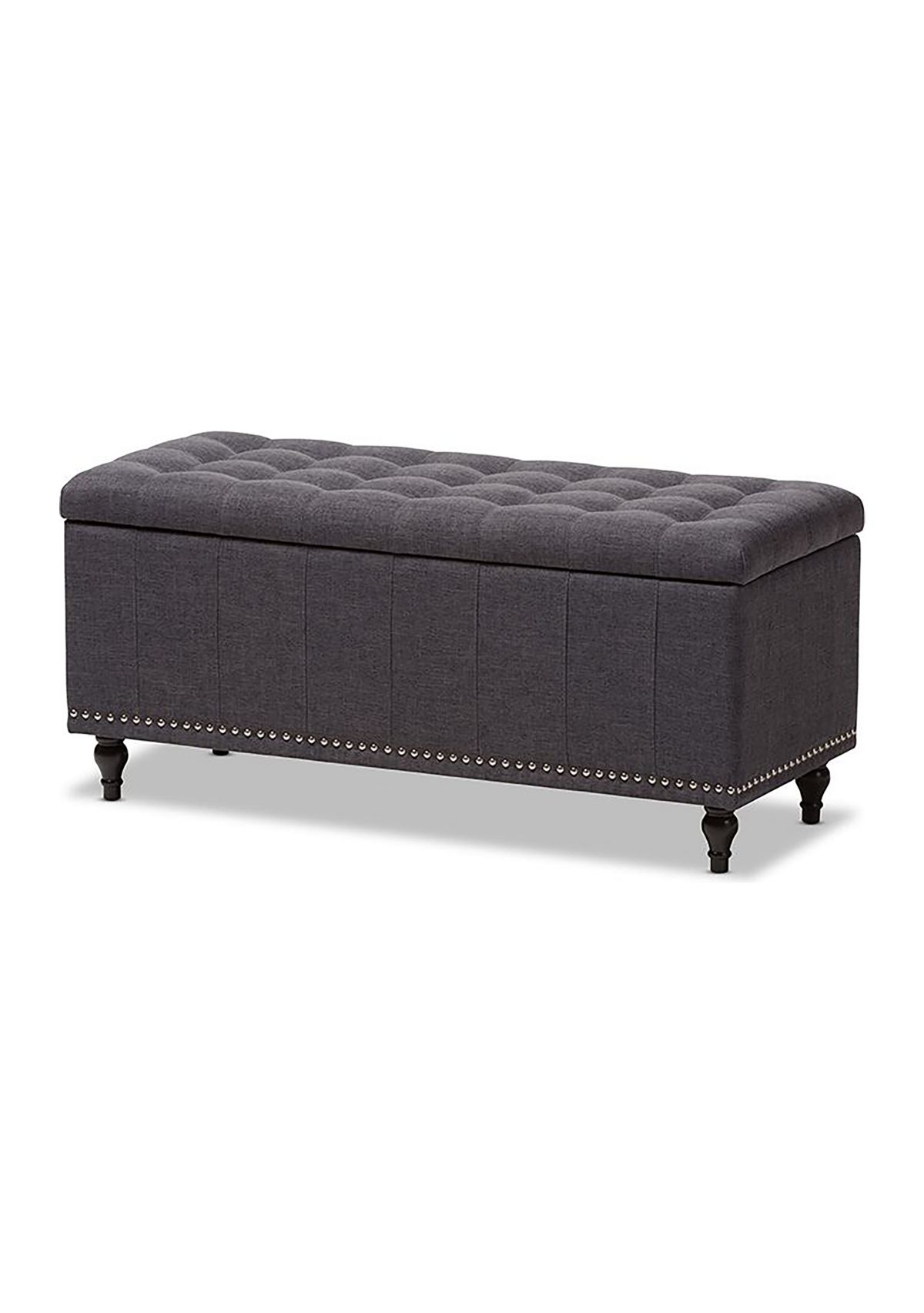 Kaylee Modern Classic Dark Grey Fabric Upholstered Button-Tufting Storage Ottoman Bench