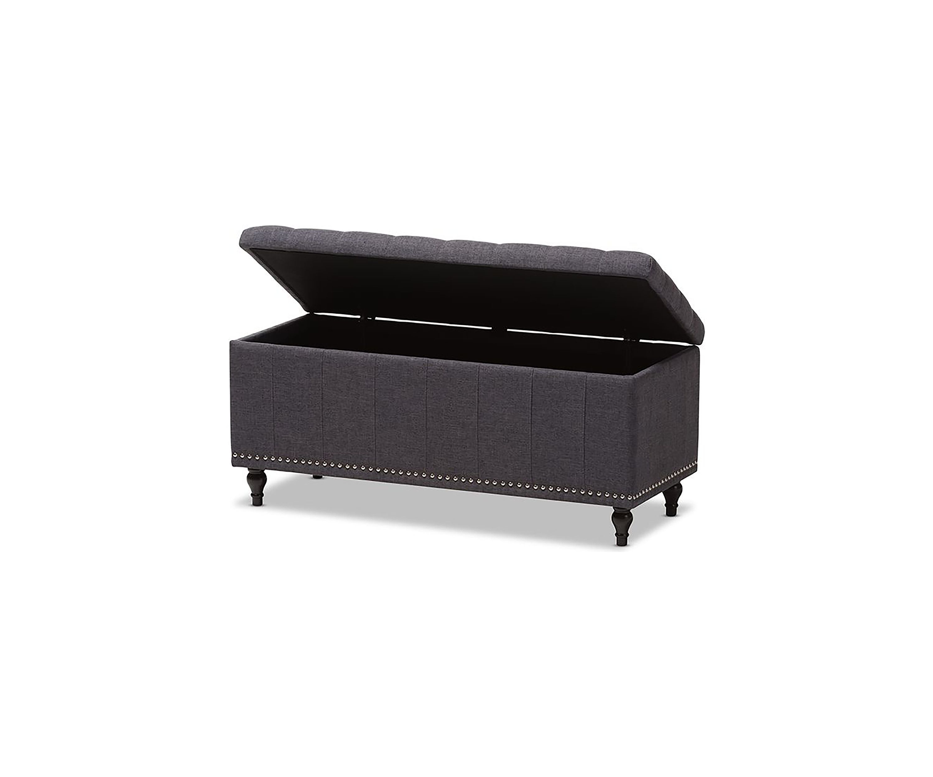 Kaylee Modern Classic Dark Grey Fabric Upholstered Button-Tufting Storage Ottoman Bench