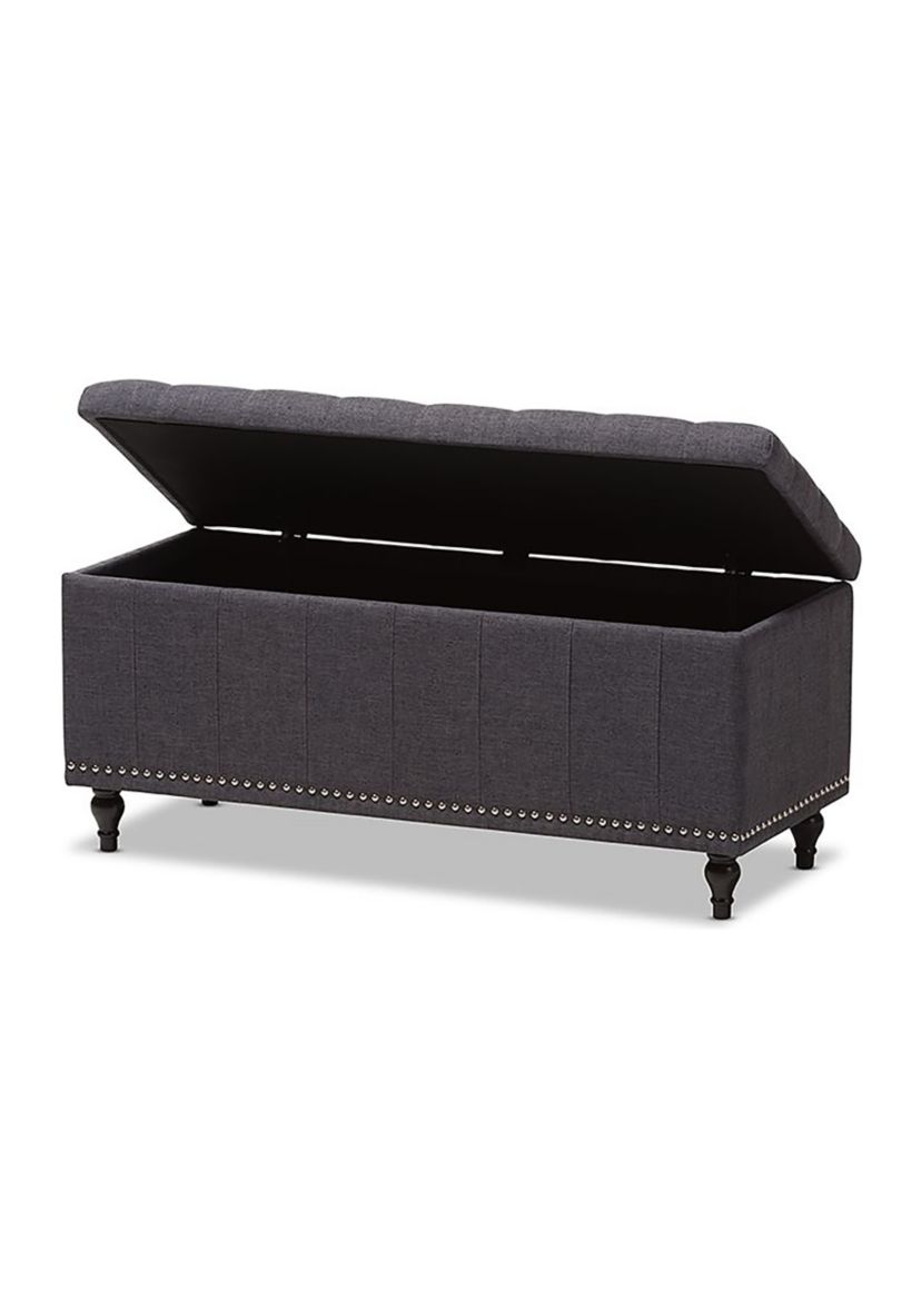 Kaylee Modern Classic Dark Grey Fabric Upholstered Button-Tufting Storage Ottoman Bench