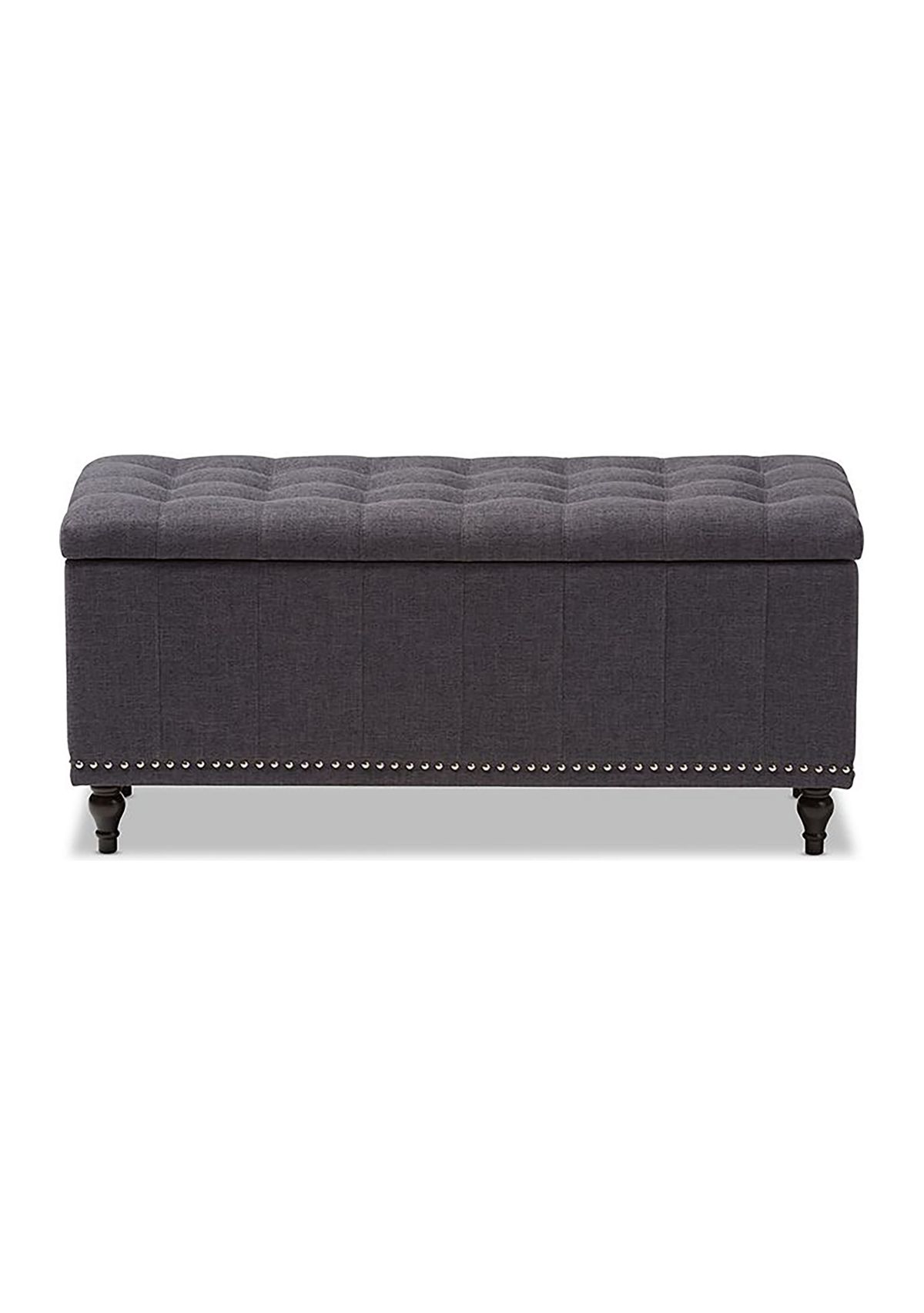 Kaylee Modern Classic Dark Grey Fabric Upholstered Button-Tufting Storage Ottoman Bench