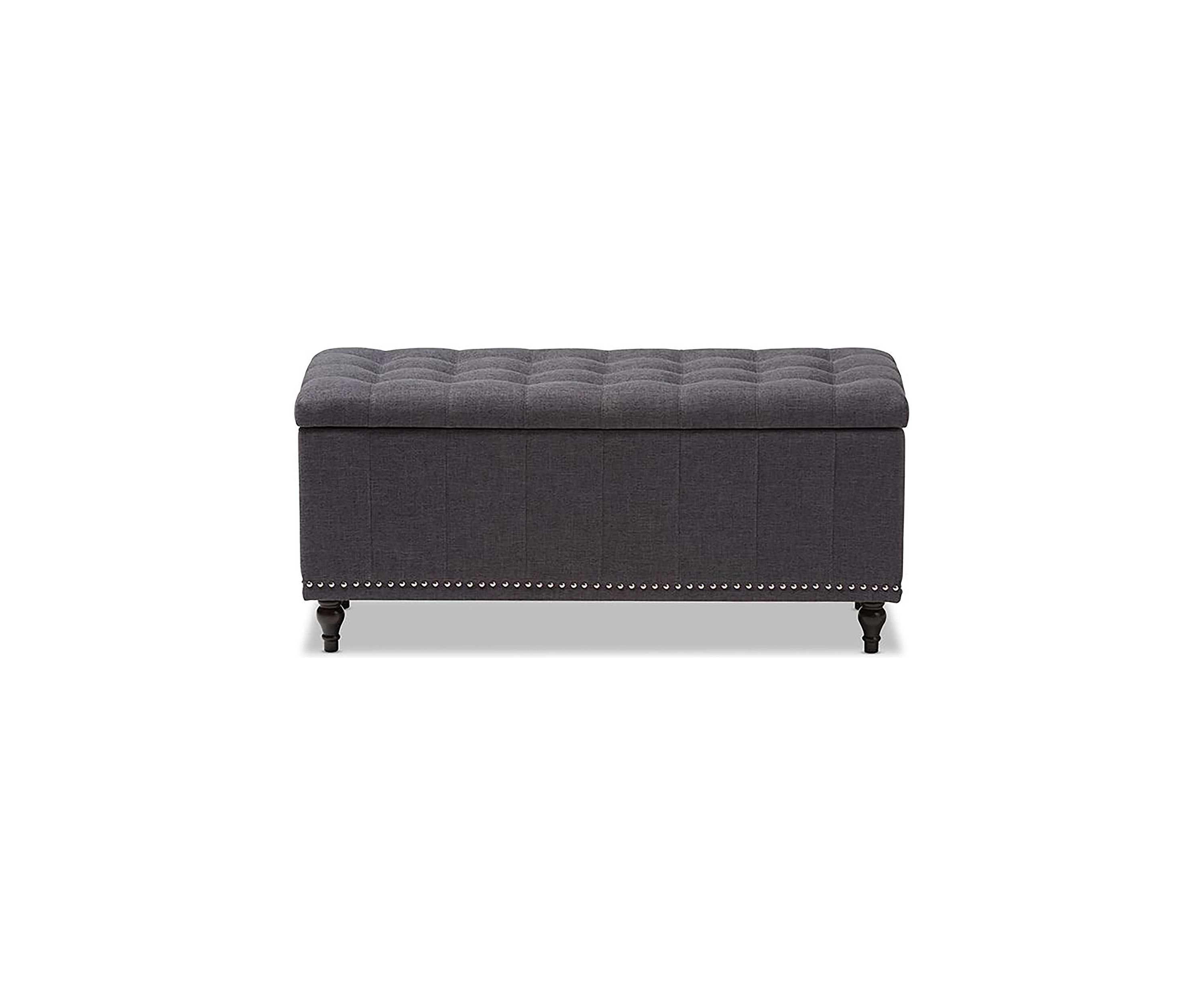 Kaylee Modern Classic Dark Grey Fabric Upholstered Button-Tufting Storage Ottoman Bench
