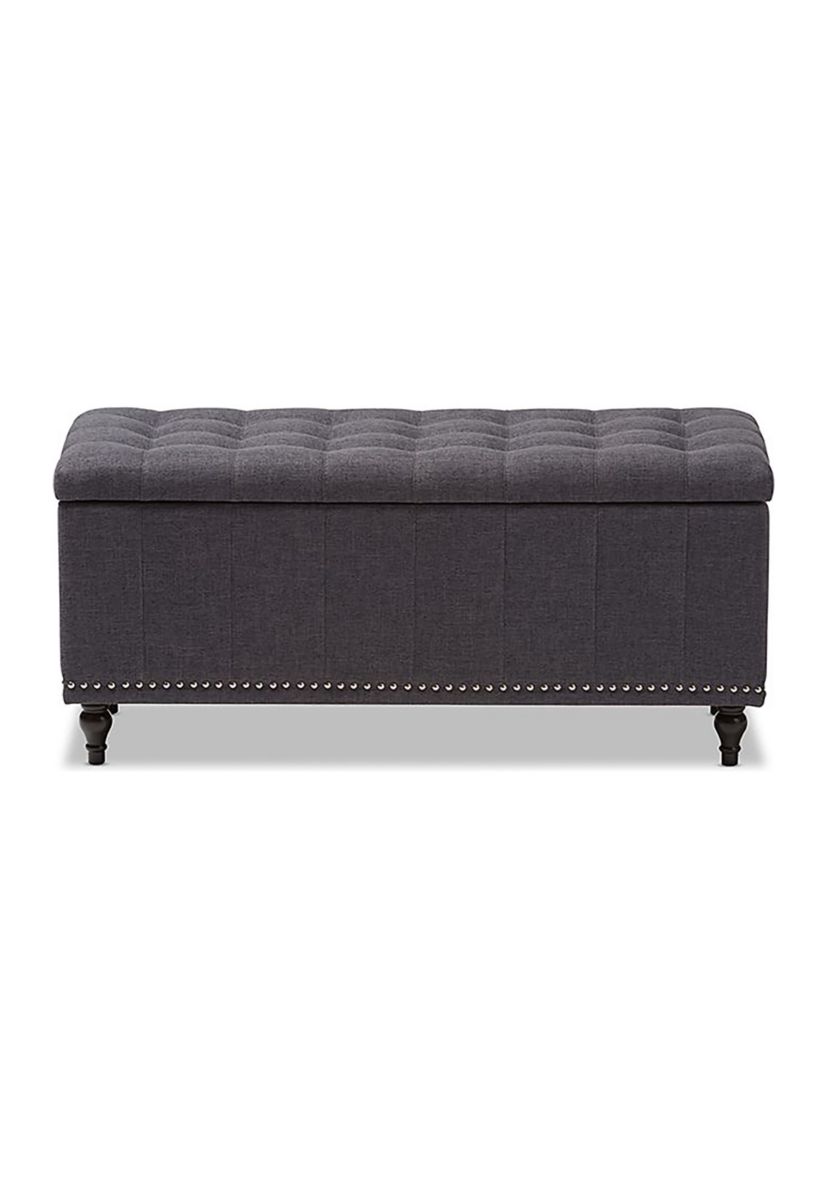 Kaylee Modern Classic Dark Grey Fabric Upholstered Button-Tufting Storage Ottoman Bench