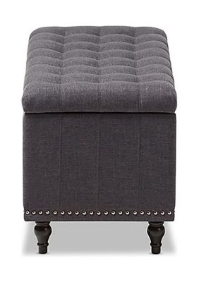 Kaylee Modern Classic Dark Grey Fabric Upholstered Button-Tufting Storage Ottoman Bench